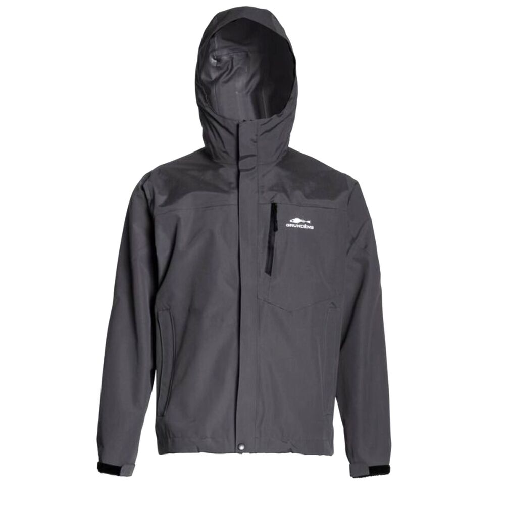 Grundens Gage Storm Surge 2.5 Layer Black Zip Front Nylon Hooded LS Jacket SZ S